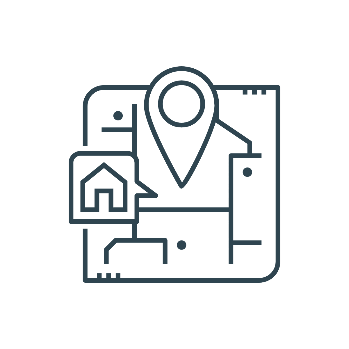 icon of selecting a location for a home